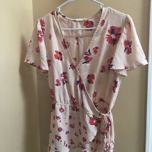 peach w/ red flower blouse